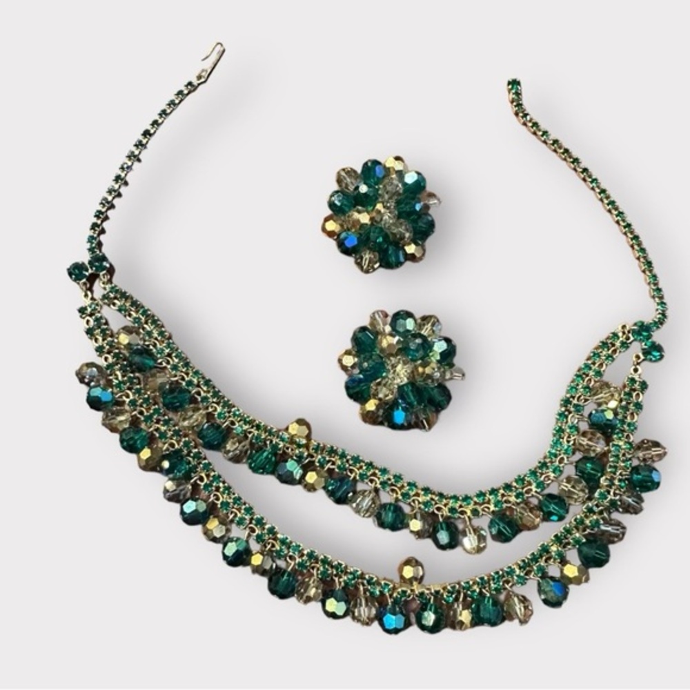Vintage 1950’s G.P Crystal Necklace & Earring Set
